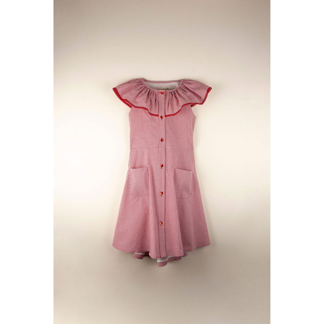 Popelin dresses Popelin Gingham Frilled Collar Dress