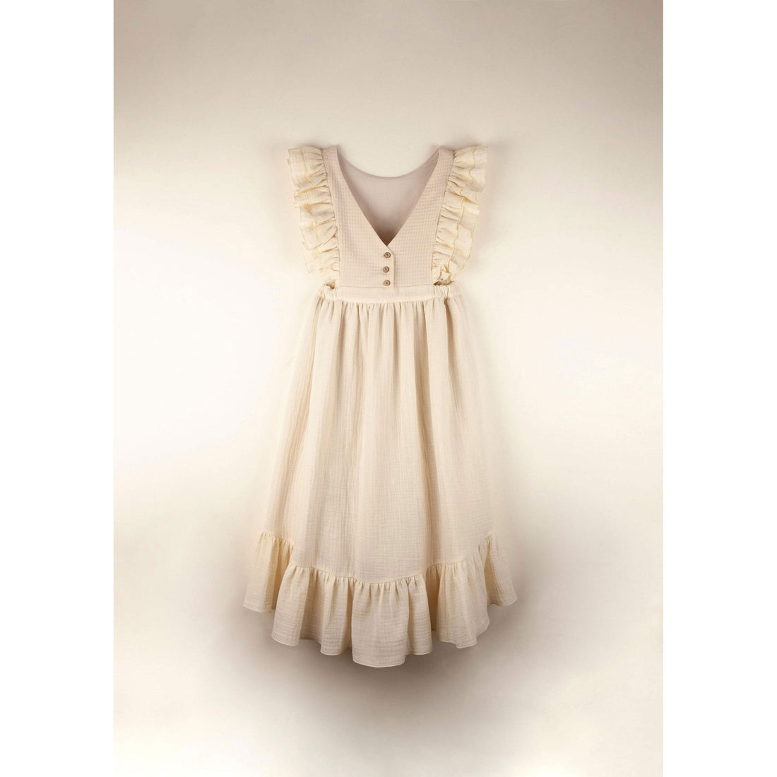 Popelin dresses Popelin Off White Embroidered Bib Dress