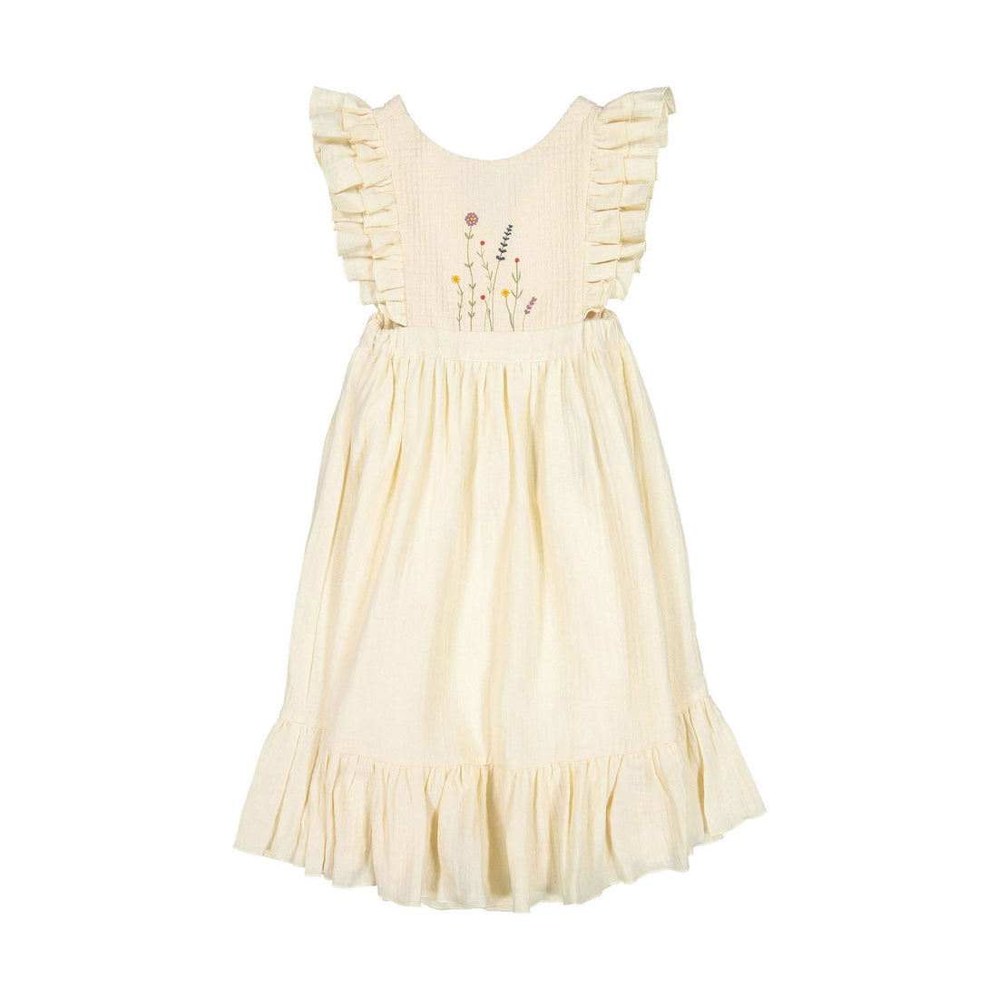 Popelin Off White Embroidered Bib Dress Ladida Popelin Off White Embroidered Bib Dress Ladida
