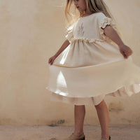 Popelin dresses Popelin Off White Embroidered Yoke Dress