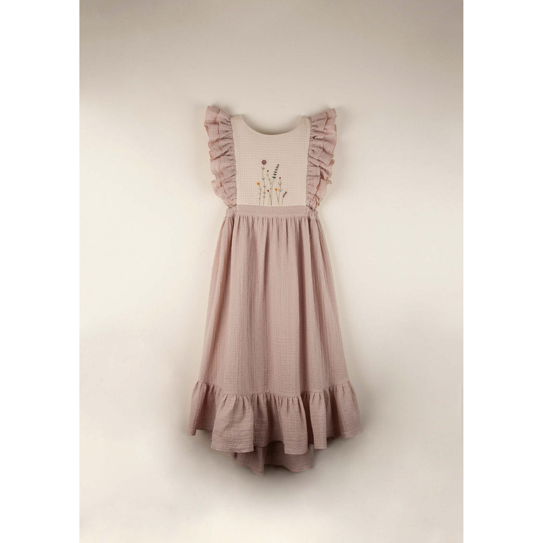 Popelin dresses Popelin Pink Embroidered Bib Dress