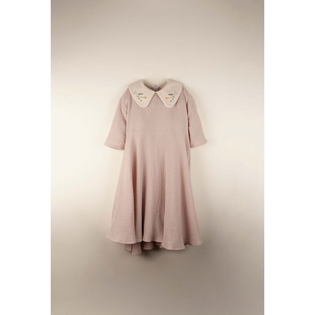 Popelin dresses Popelin Pink Embroidered Collar Dress