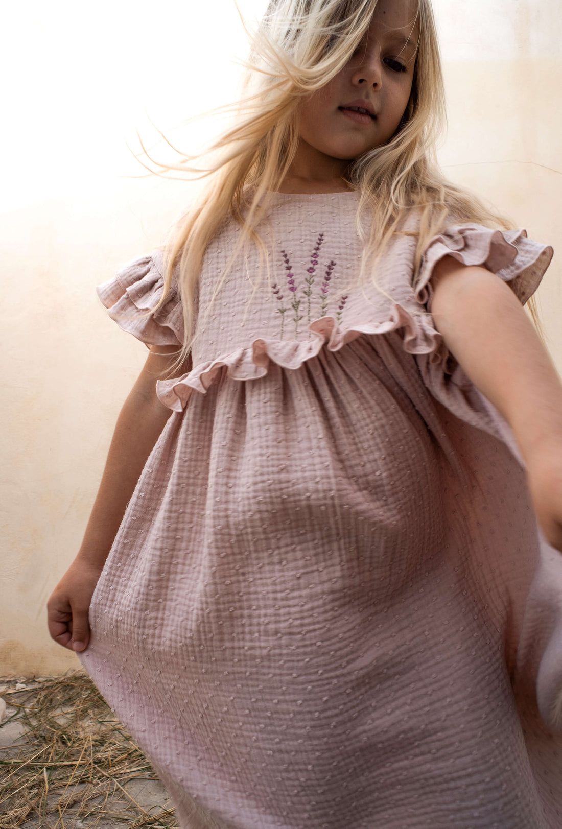 Popelin Pink Embroidered Yoke Dress Popelin Pink Embroidered Yoke Dress