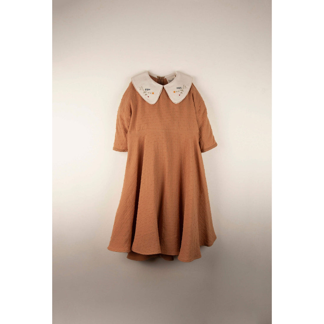 Popelin dresses Popelin Terracotta Embroidered Collar Dress
