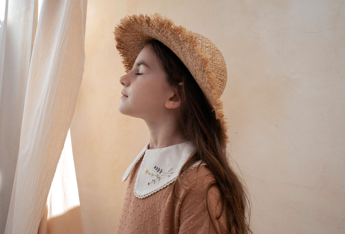 Popelin dresses Popelin Terracotta Embroidered Collar Dress