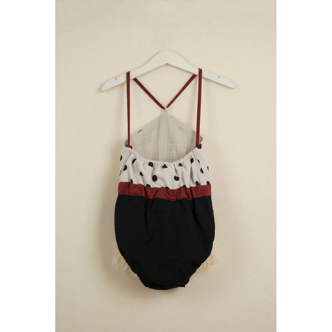 Popelin rompers Popelin Black Polka Dot Reversible Bathing Romper