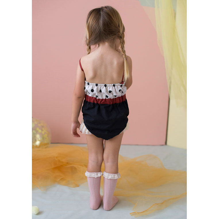 Popelin rompers Popelin Black Polka Dot Reversible Bathing Romper