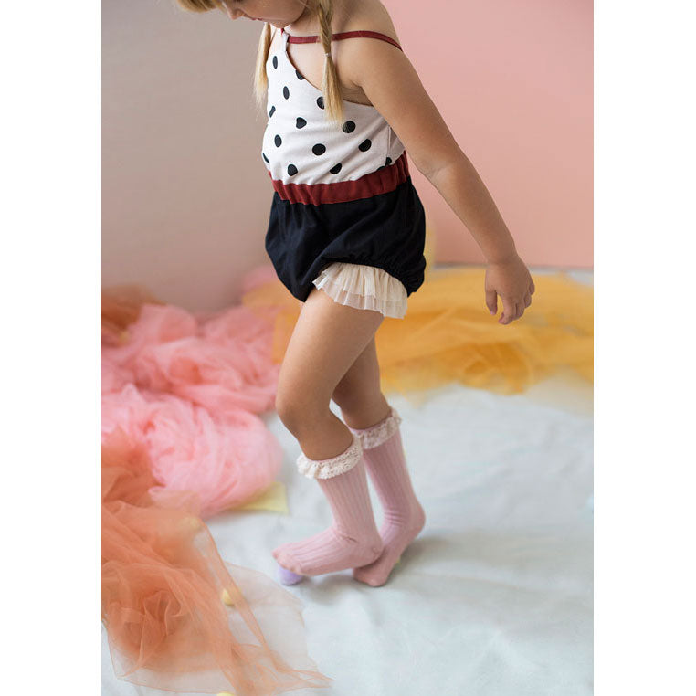 Popelin rompers Popelin Black Polka Dot Reversible Bathing Romper