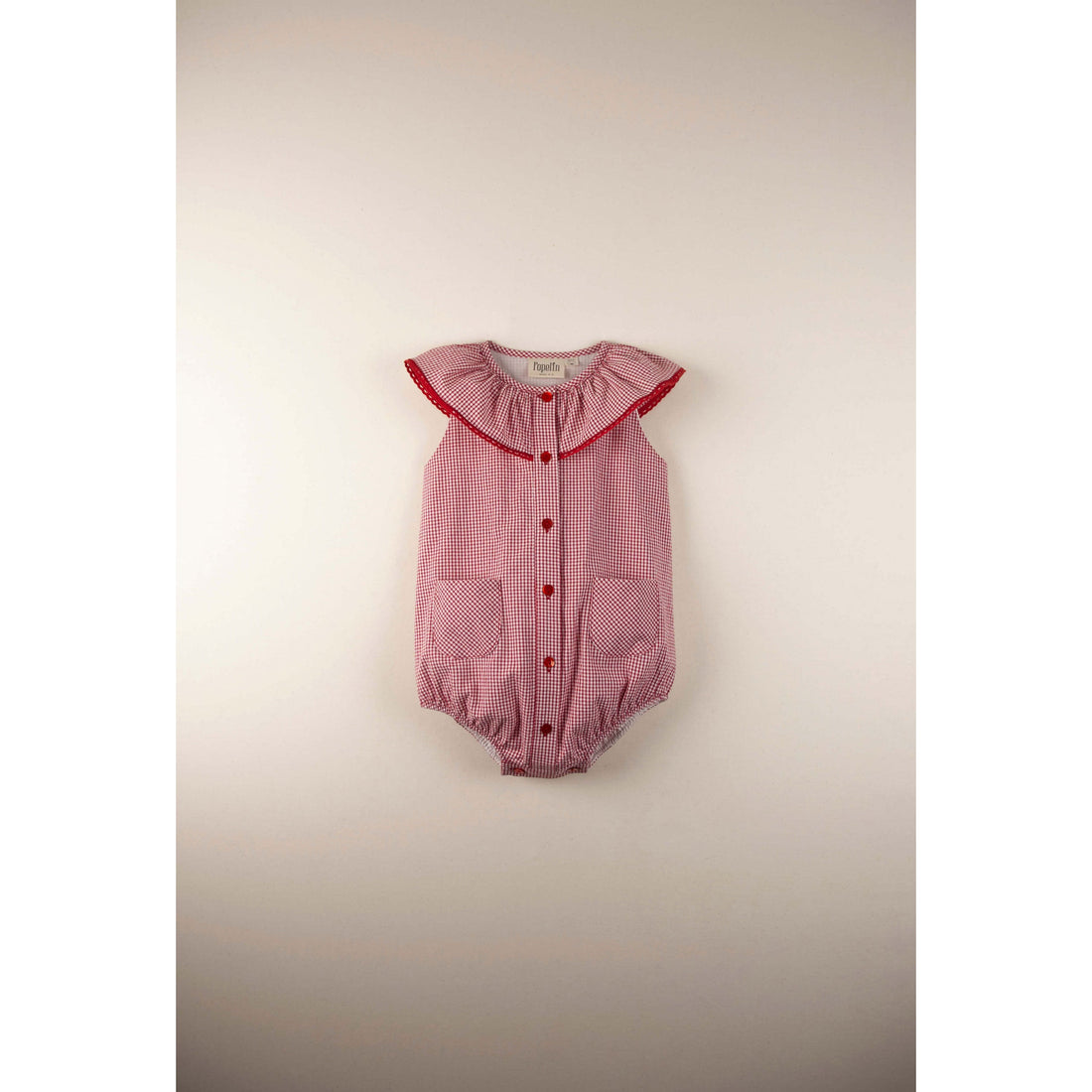 Popelin rompers Popelin Gingham Frilled Collar Romper