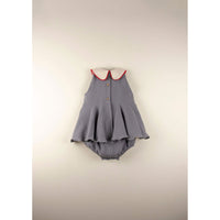 Popelin rompers Popelin Greyish-Blue Embroidered Collar Romper