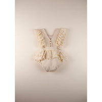 Popelin rompers Popelin Off White Embroidered Bib Romper