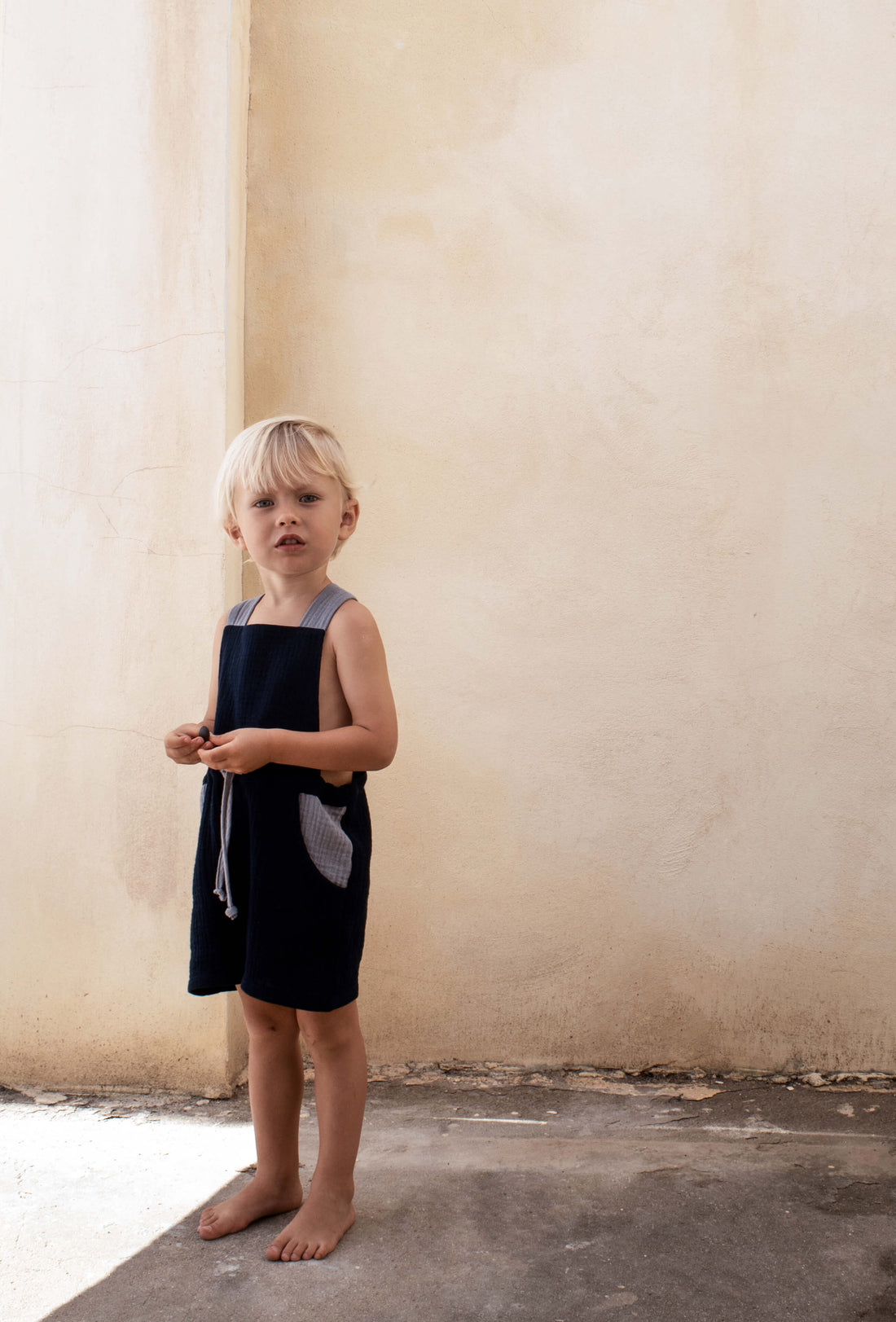 Popelin rompers Popelin Organic Navy Dungarees