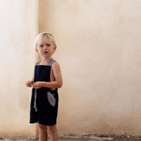 Popelin rompers Popelin Organic Navy Dungarees