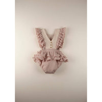 Popelin rompers Popelin Pink Embroidered Bib Romper