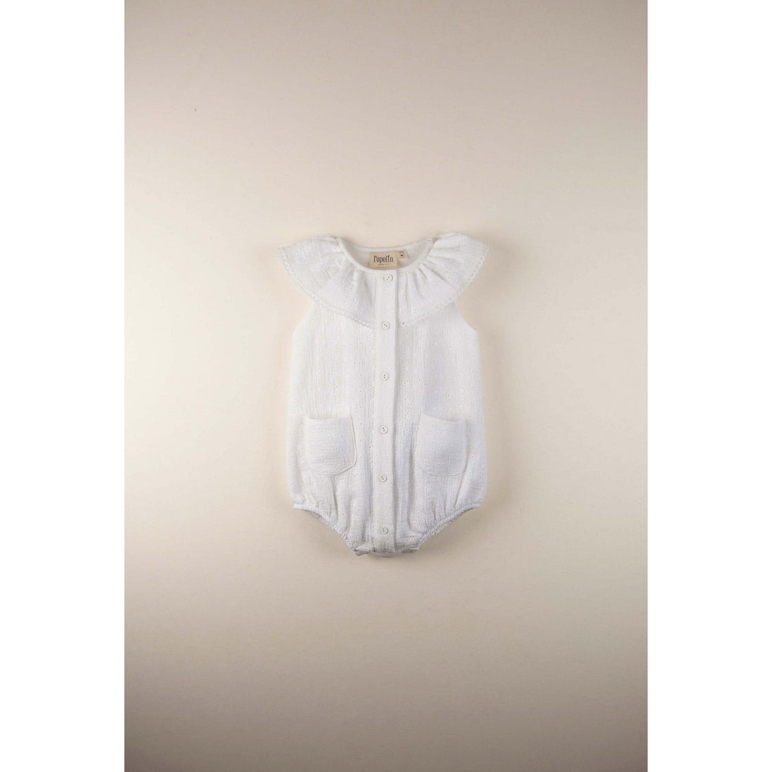 Popelin rompers Popelin Swiss Embroidered Frilled Collar Romper