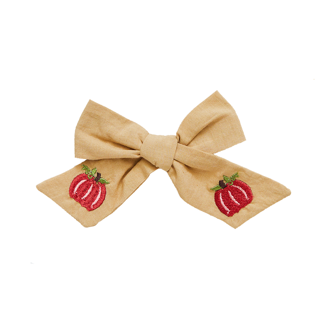 Pink Chicken Bow - Pumpkin Embroidery