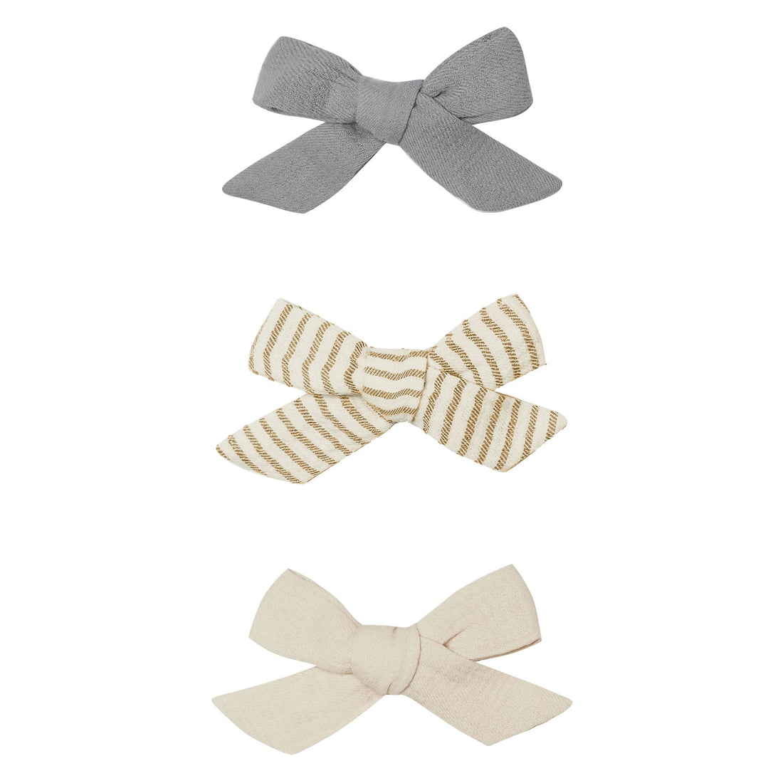 Quincy Mae accessories OS Quincy Mae Bow W. Clip Set | Washed Indigo, Natural, Ocre Stripe