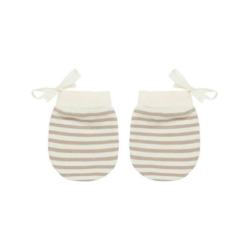 Quincy Mae accessories OS Quincy Mae No Scratch Mittens Set | Warm Grey Stripe, Ocre