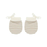Quincy Mae accessories OS Quincy Mae No Scratch Mittens Set | Warm Grey Stripe, Ocre