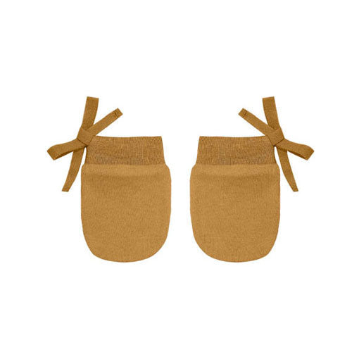 Quincy Mae accessories OS Quincy Mae No Scratch Mittens Set | Warm Grey Stripe, Ocre