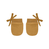 Quincy Mae accessories OS Quincy Mae No Scratch Mittens Set | Warm Grey Stripe, Ocre