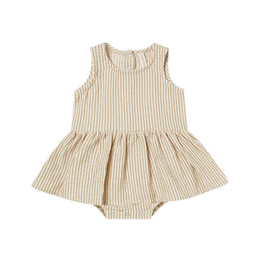 Quincy Mae bodysuits Quincy Mae Skirted Tank Onepiece | Ocre Stripe