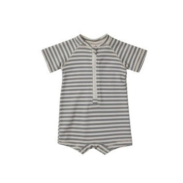 Quincy Mae Sea Green Stripe Boys Zip Rashguard
