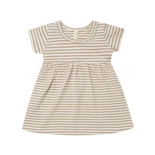 Quincy Mae dresses Quincy Mae Short-Sleeve Baby Dress | Warm Grey Stripe