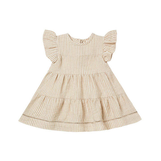 Quincy Mae dresses Quincy Mae Short-Sleeve Belle Dress | Ocre Stripe