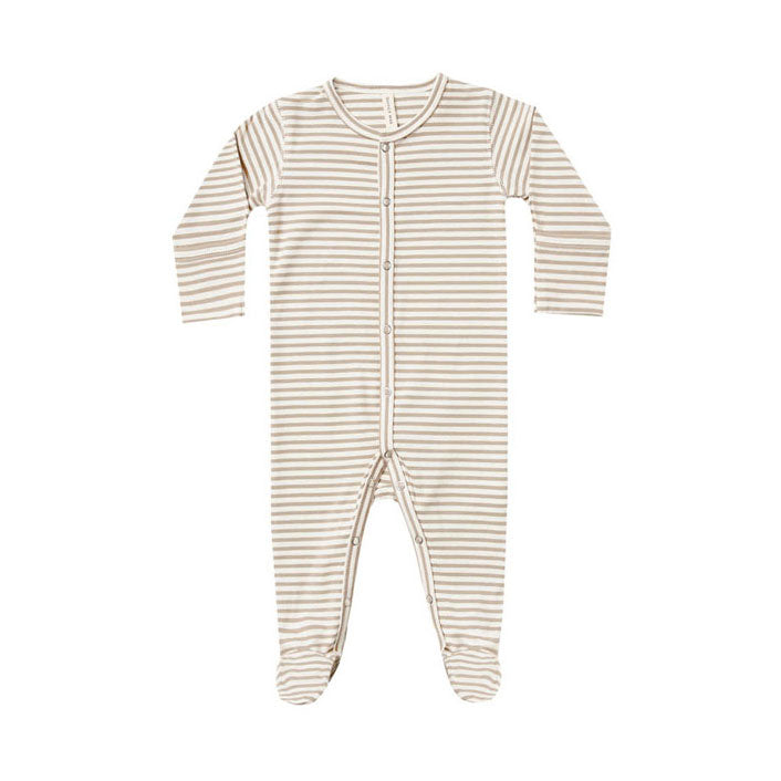 Quincy Mae footies Quincy Mae Full Snap Footie | Warm Grey Stripe