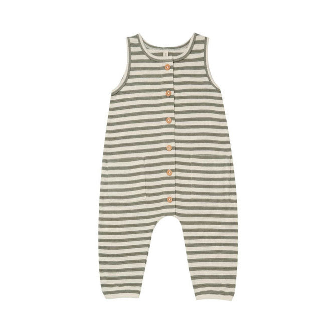 Quincy Mae rompers Quincy Mae Waffle Sleeveless Jumpsuit | Spruce Stripe