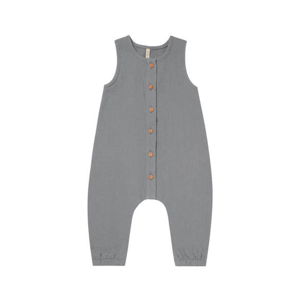 Quincy Mae rompers Quincy Mae Woven Button Jumpsuit | Washed Indigo