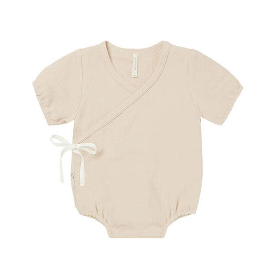 Quincy Mae rompers Quincy Mae Woven Wrap Romper | Natural