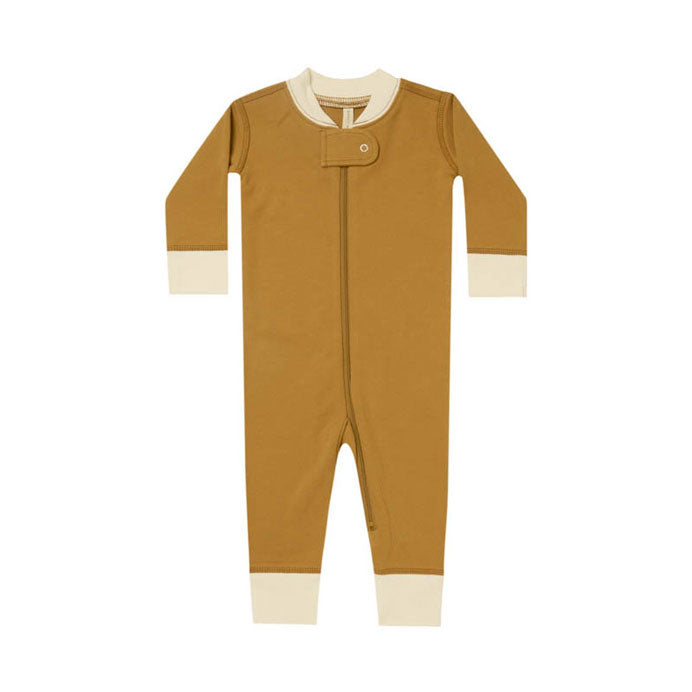 Quincy Mae rompers Quincy Mae Zip Longsleeve Sleeper | Ocre