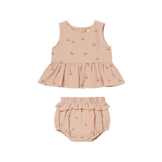 Quincy Mae sets Quincy Mae Sleeveless Peplum Set | Cherries