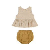 Quincy Mae sets Quincy Mae Sleeveless Peplum Set | Ocre Stripe