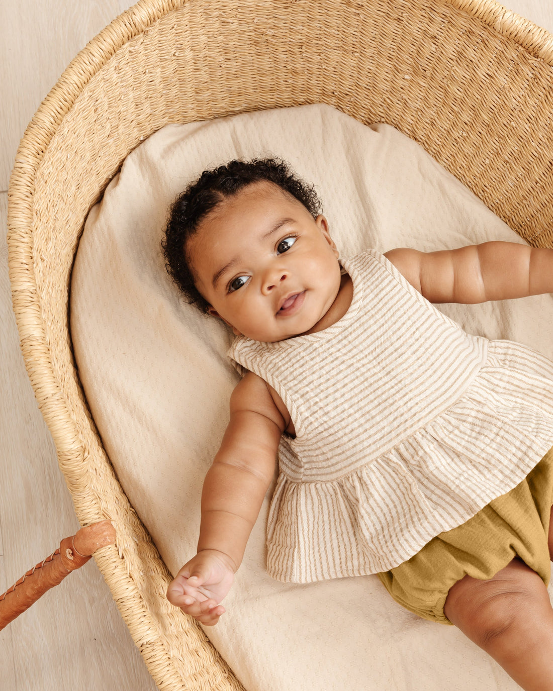 Quincy Mae sets Quincy Mae Sleeveless Peplum Set | Ocre Stripe