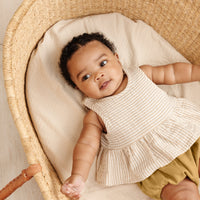 Quincy Mae sets Quincy Mae Sleeveless Peplum Set | Ocre Stripe