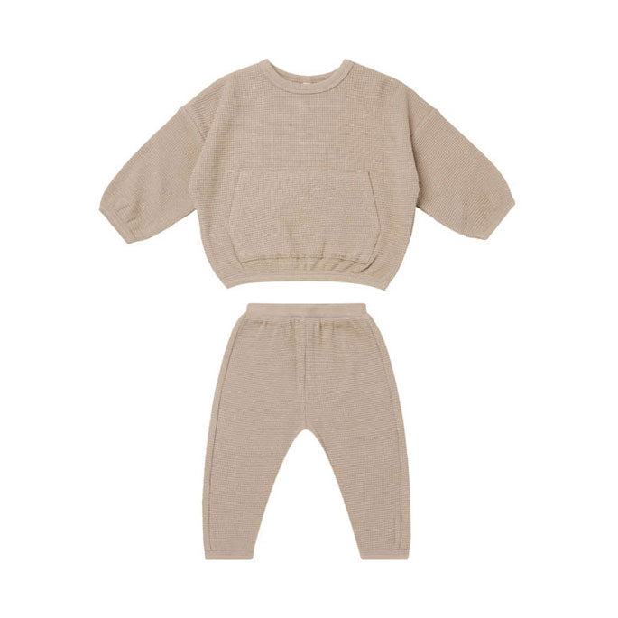 Quincy Mae sets Quincy Mae Waffle Top + Pant Set | Warm Grey
