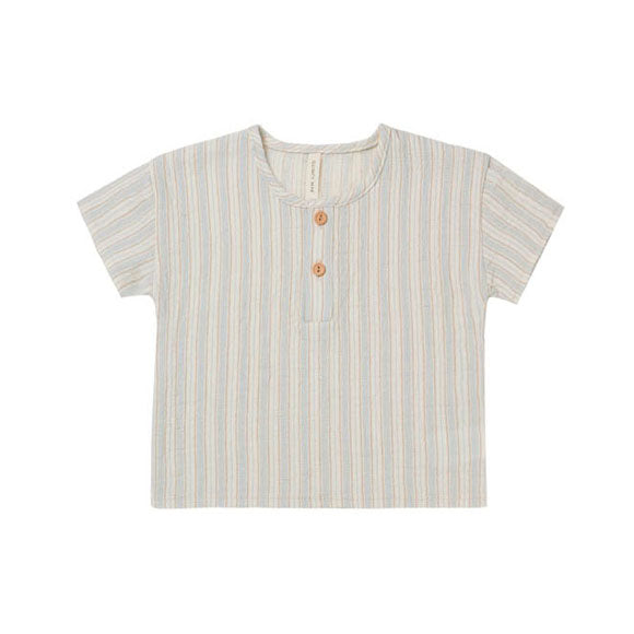 Quincy Mae shirts Quincy Mae Henry Top | Sky Stripe