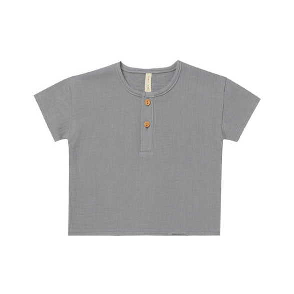 Quincy Mae shirts Quincy Mae Henry Top | Washed Indigo