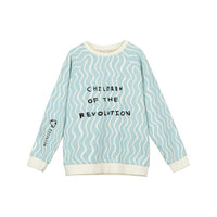 Beau Loves Sky Blue Wiggle Print Raglan Sweater