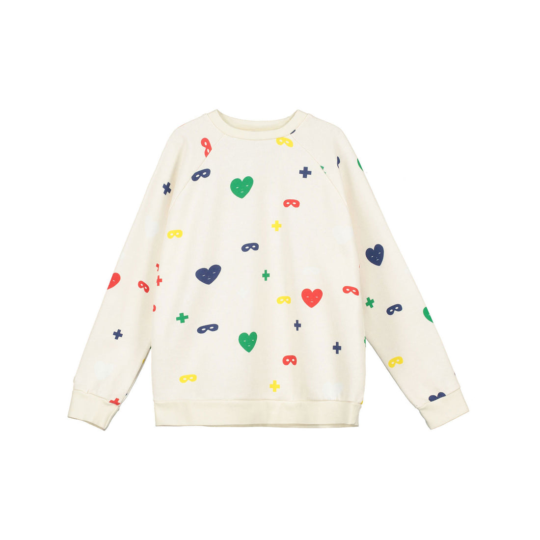 Beau Loves Colour Hearts+Masks Print Raglan Sweater