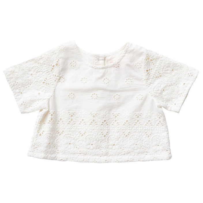 Pink Chicken White Eyelet Embroidery Ramona Top