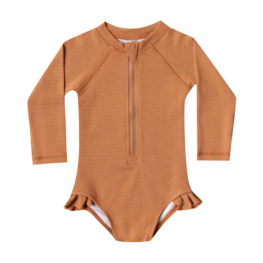 Rylee and Cru Bronze Rashguard Onepiece