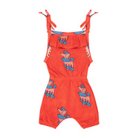 Hugo Loves Tiki  Red Poodle Terry Ruffle Playsuit