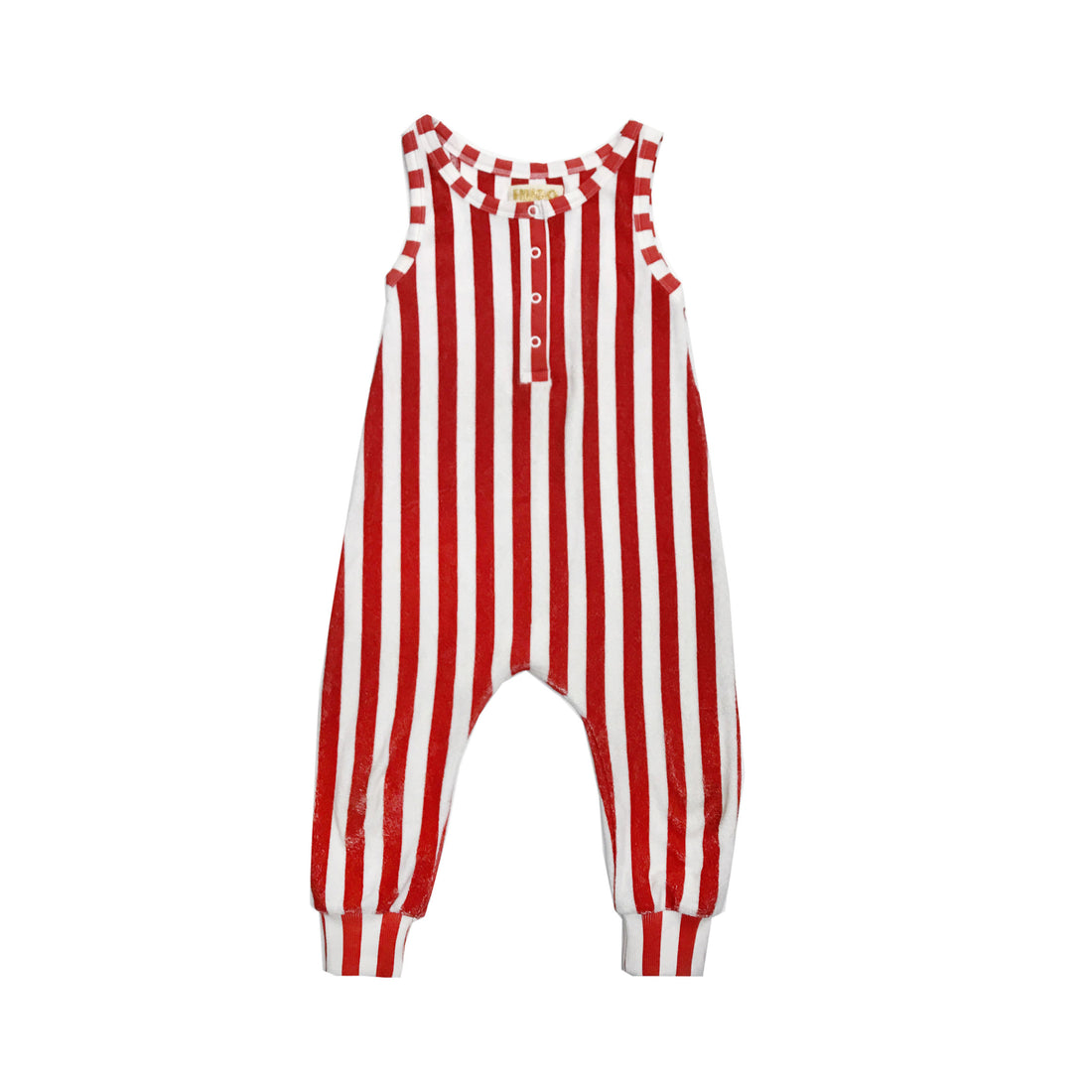 Hugo Loves Tiki Red/White Stripes Long Leg Terry Romper