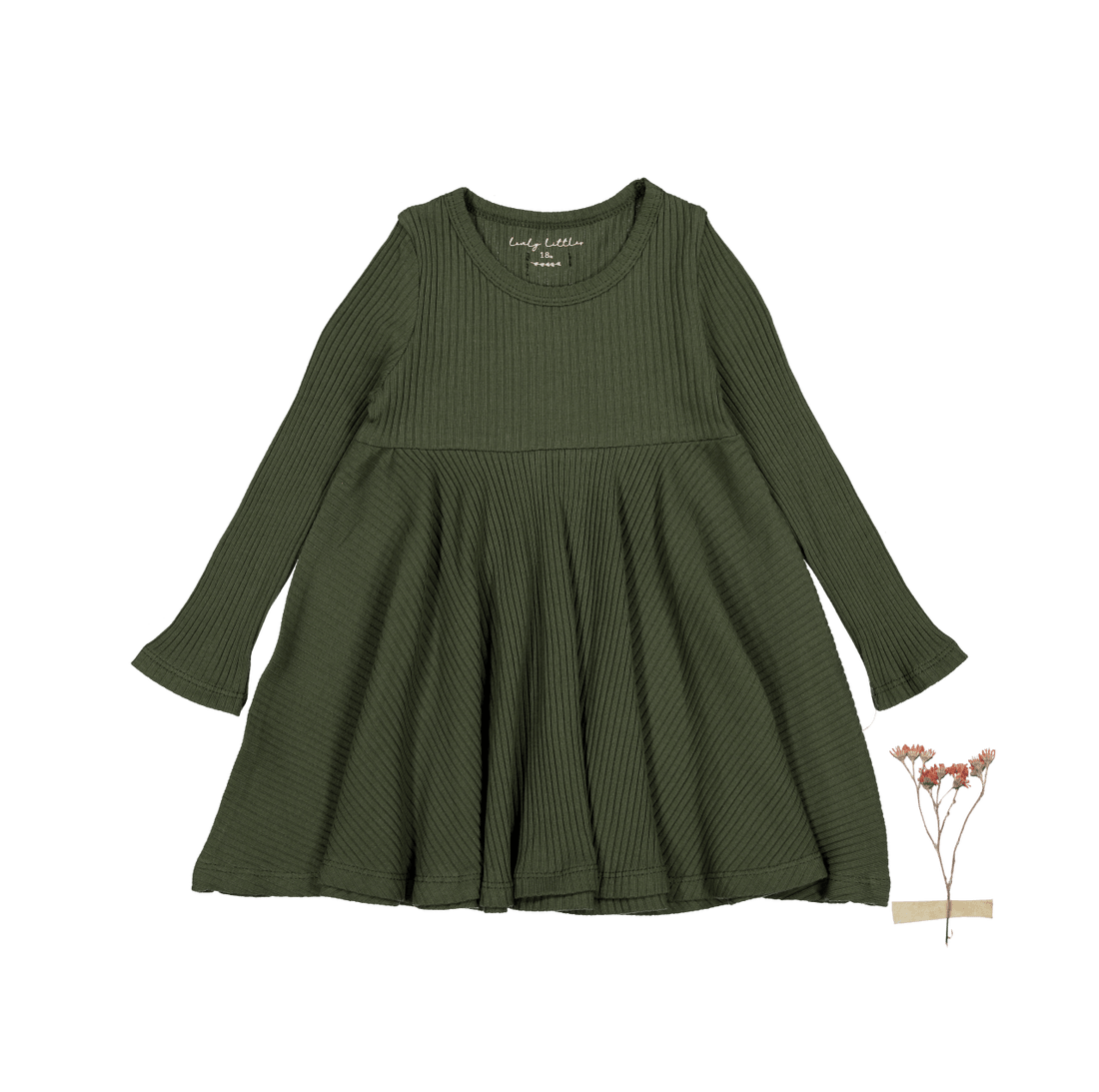 Lovely Littles The Long Sleeve Dress - Moss