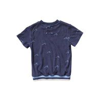 Hey kid Blue Embroidered Waves Terry Top