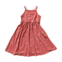 Hey kid Red Embroidered Sun Terry Dress